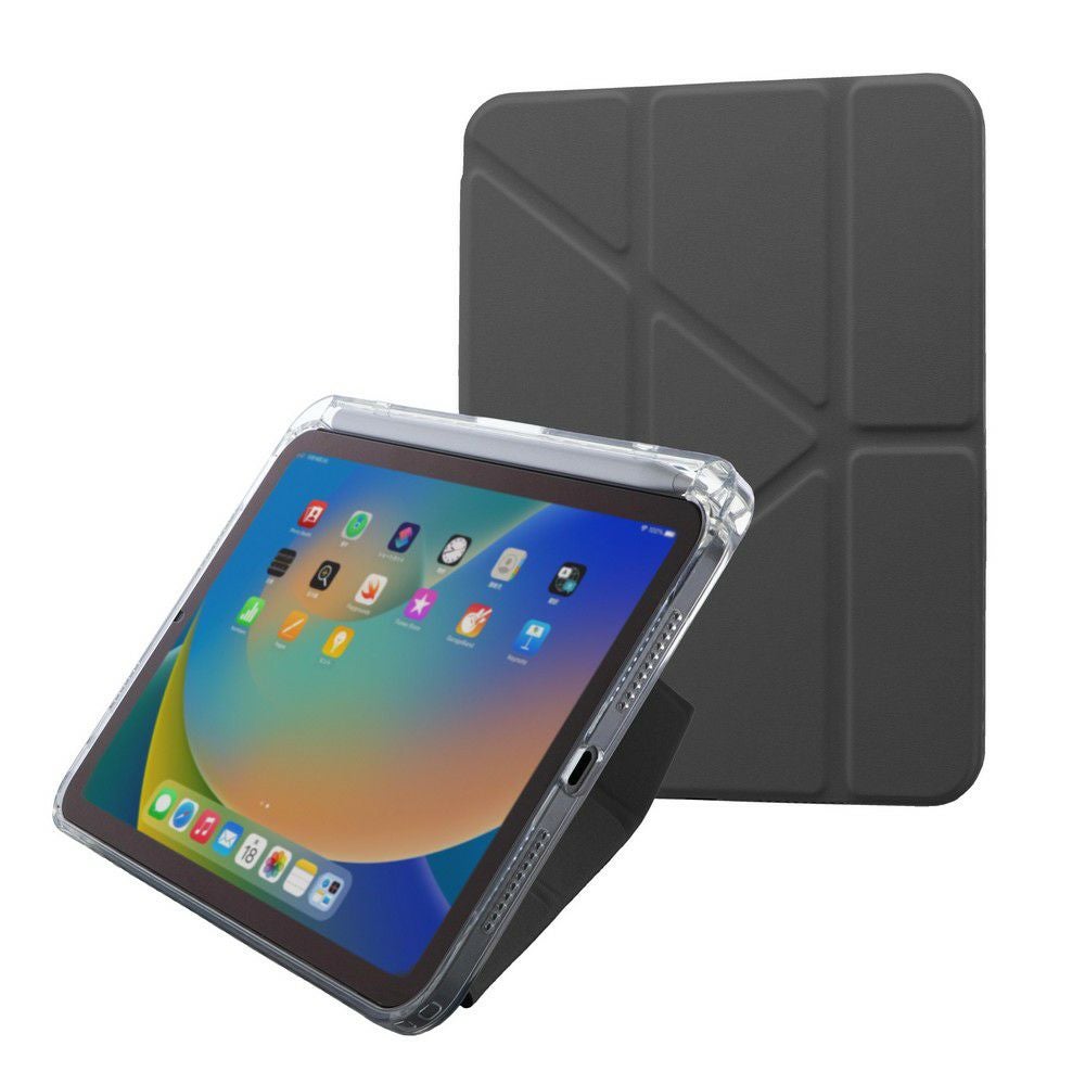 iPad mini(A17 Pro/第6世代)】 縦横スタンド可能 背面クリアフラップ